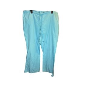 Cherokee Workwear Scrubs Pants Women XL Turquoise Drawstring Cargo Pockets